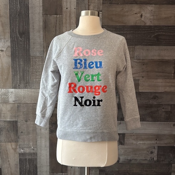 J.Crew French rainbow colors sweatshirt XSmall comfy loungewear preppy romantic - Picture 9 of 9